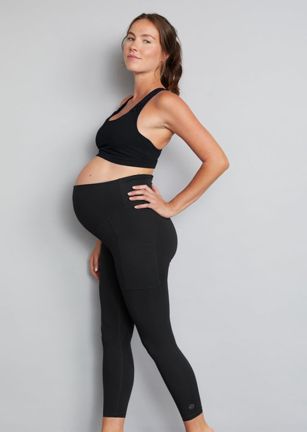 POSHDIVAH Women's Maternity Fleece Lined Leggings Over The Belly Pregnancy  L