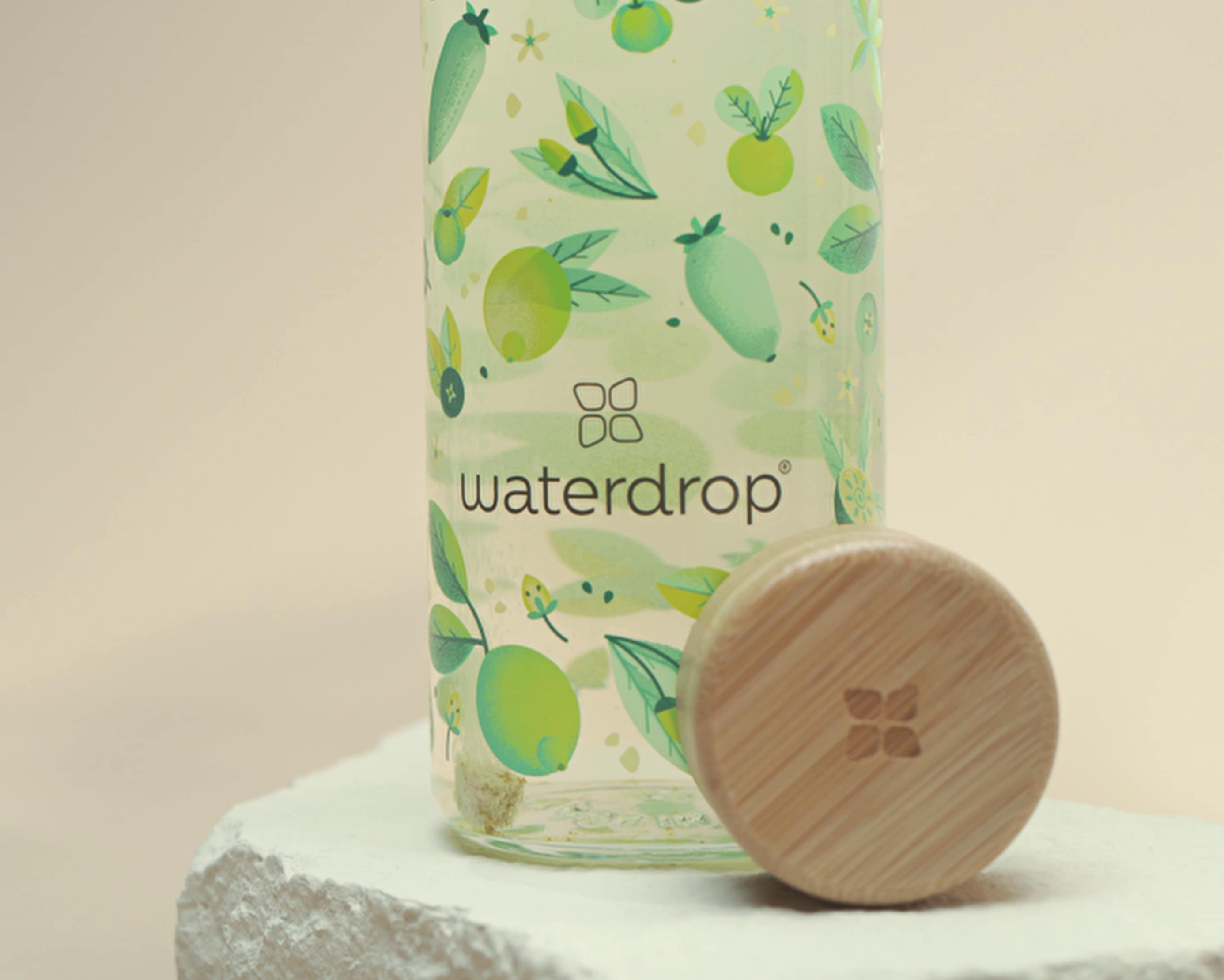 Waterdrop Zen Edition by Nature Press Green Leaves Fruit Glass