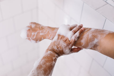 Soap lather on sensitive skin