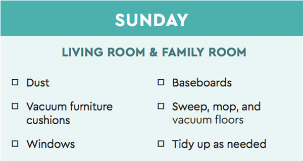 weekly cleaning checklist