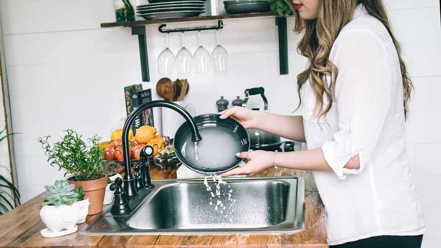 soaking pans while eating