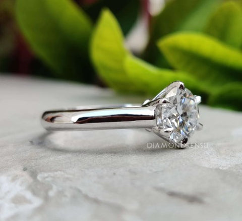 1.96 CT Round Colorless Six Prong Solitaire Engagement Ring