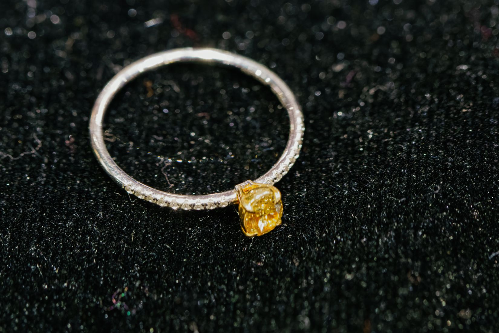 A High Quality Saffron diamond engagement ring