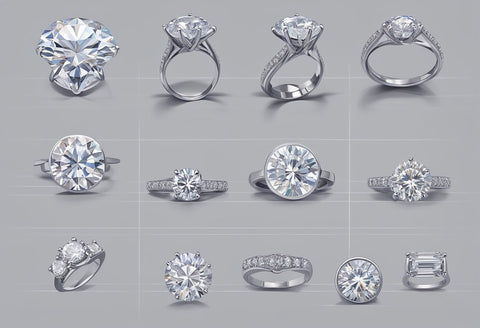 A beautiful collection of moissanite gemstone rings