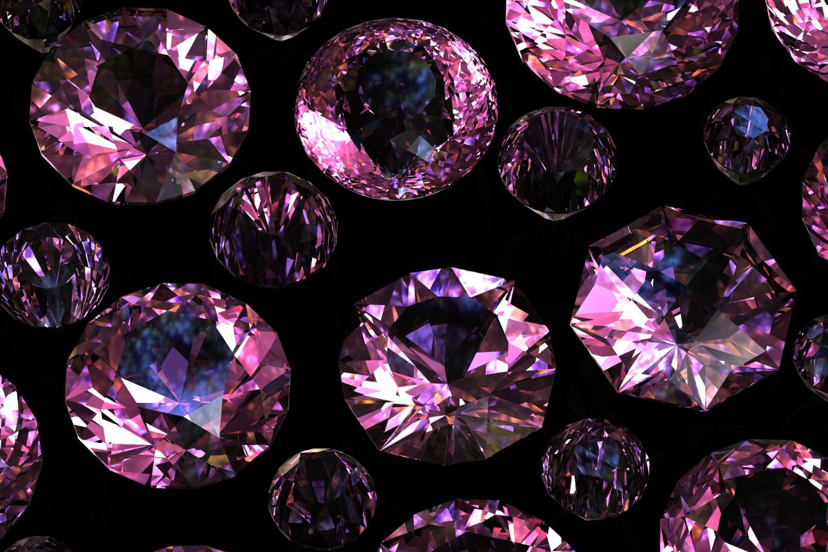 A beautiful collection of pink color lab grown diamonds kept together.