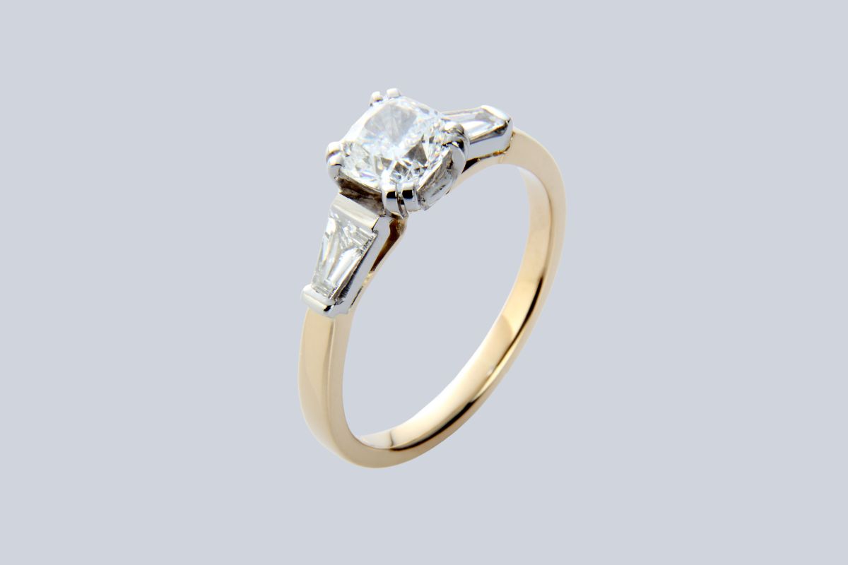 A beautiful old mine cut diamond engagement ring.