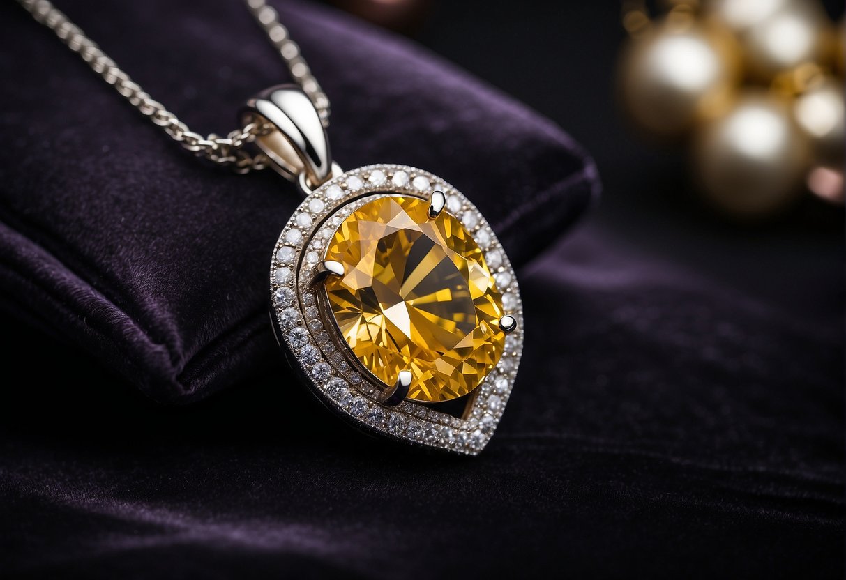 A beautiful yellow lab grown diamond pendant.