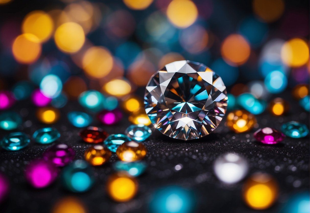 A big I color diamond kept with some other colorful diamonds.
