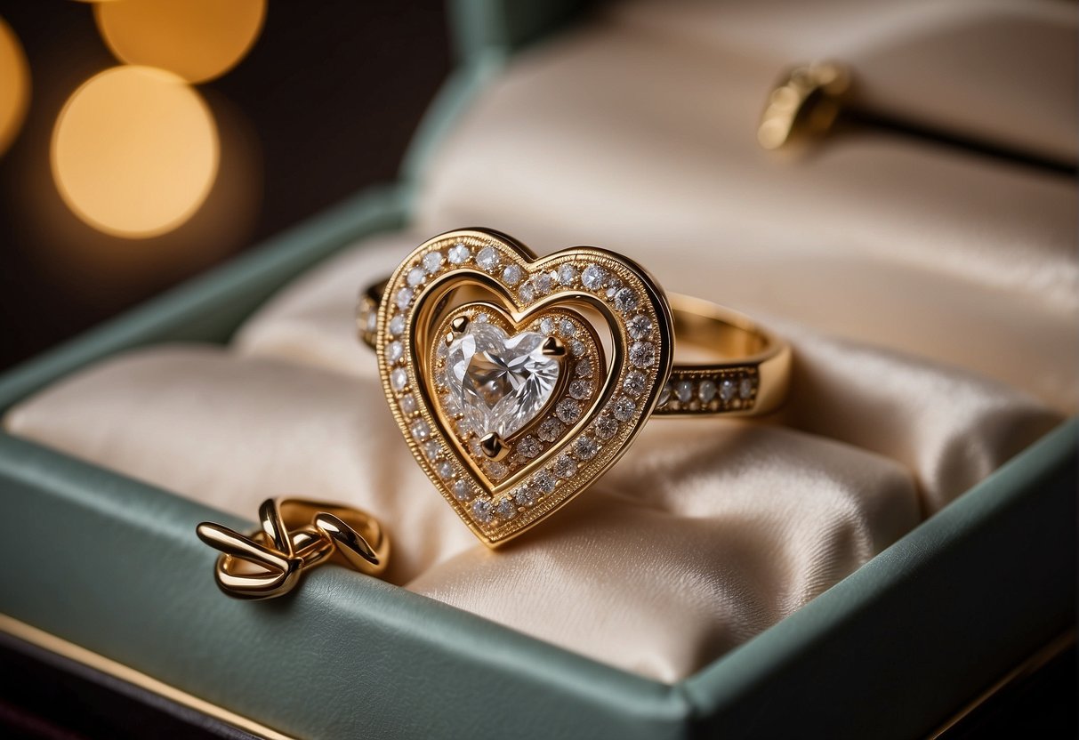 A close up view of beautiful diamond ring specially made for valentine purpose.