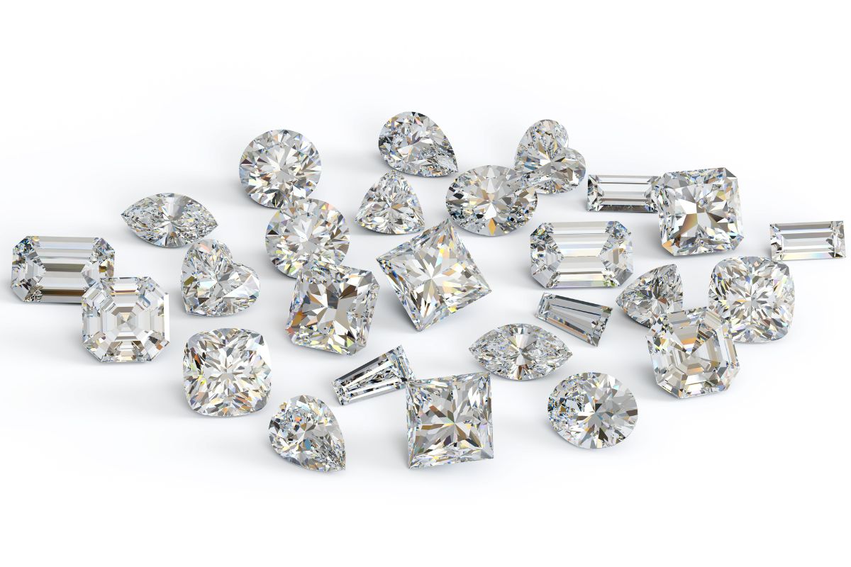 A huge collection of different diamond shapes kept together