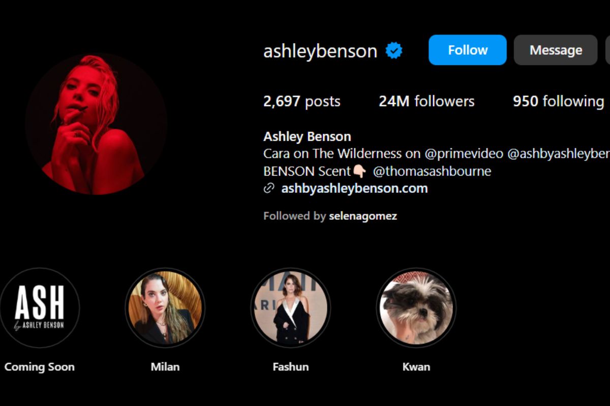 A photo of Instagram account of ashley benson.