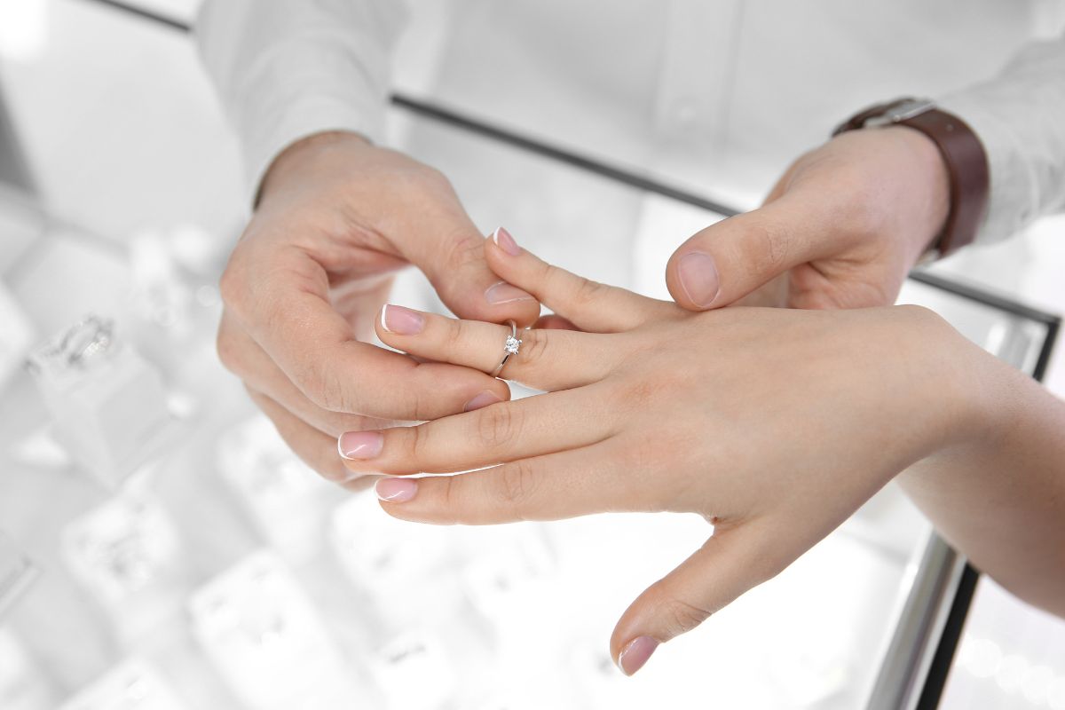 A woman buying a high quality Engagement Ring