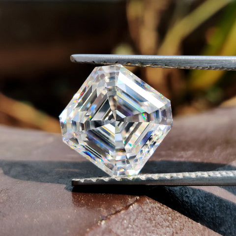 11.85 CT Asscher Cut Colorless Moissanite, Loose Moissanite for Custom Engagement Ring