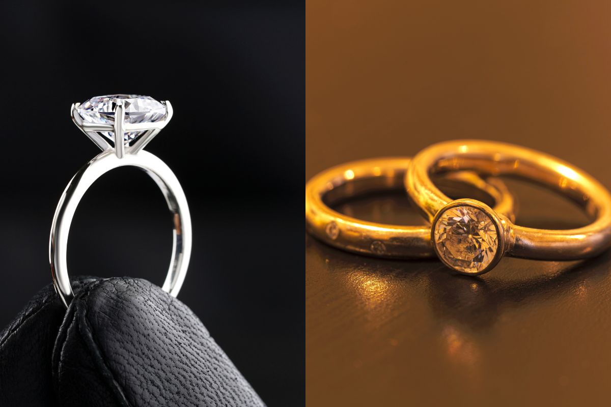 Two diamond rings with different Girdle sizes