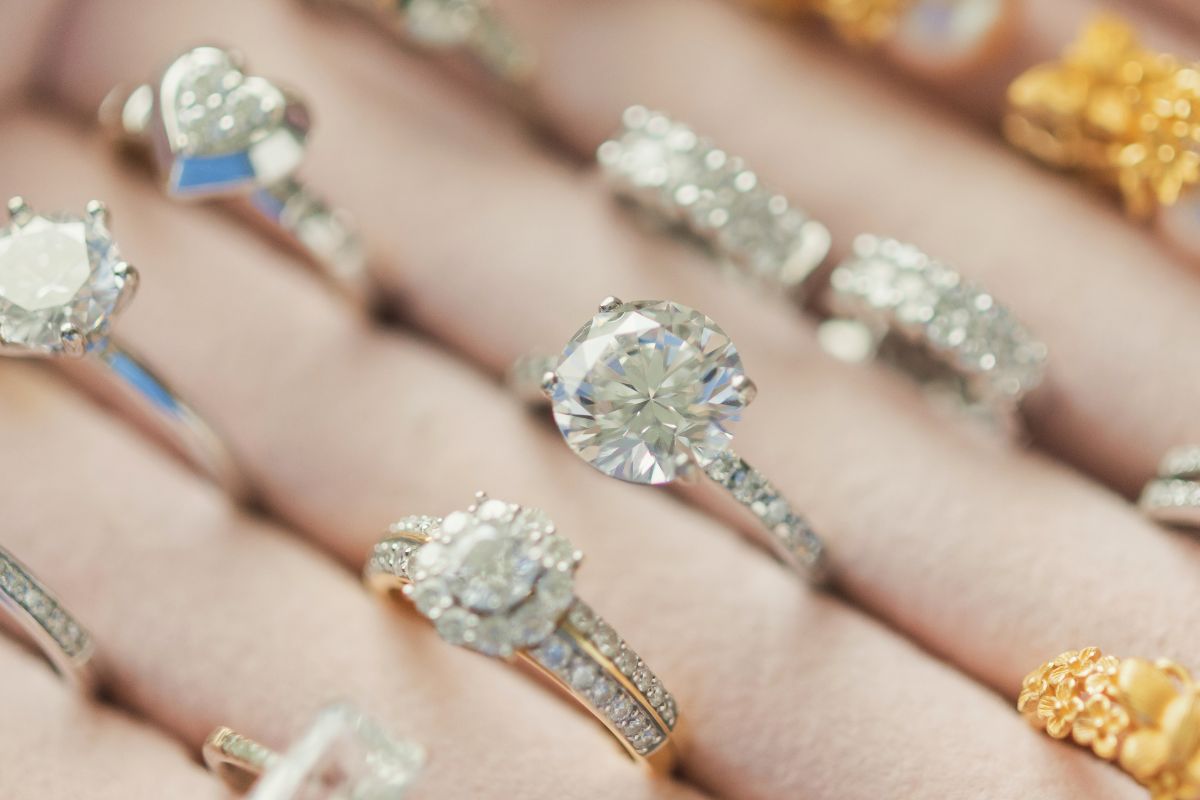 Beautiful collection of lab grown diamond rings.