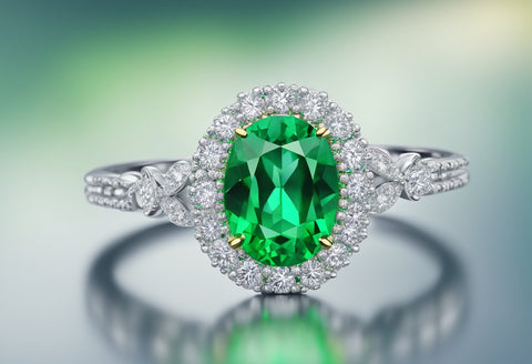 Beautiful synthetic emerald diamond ring