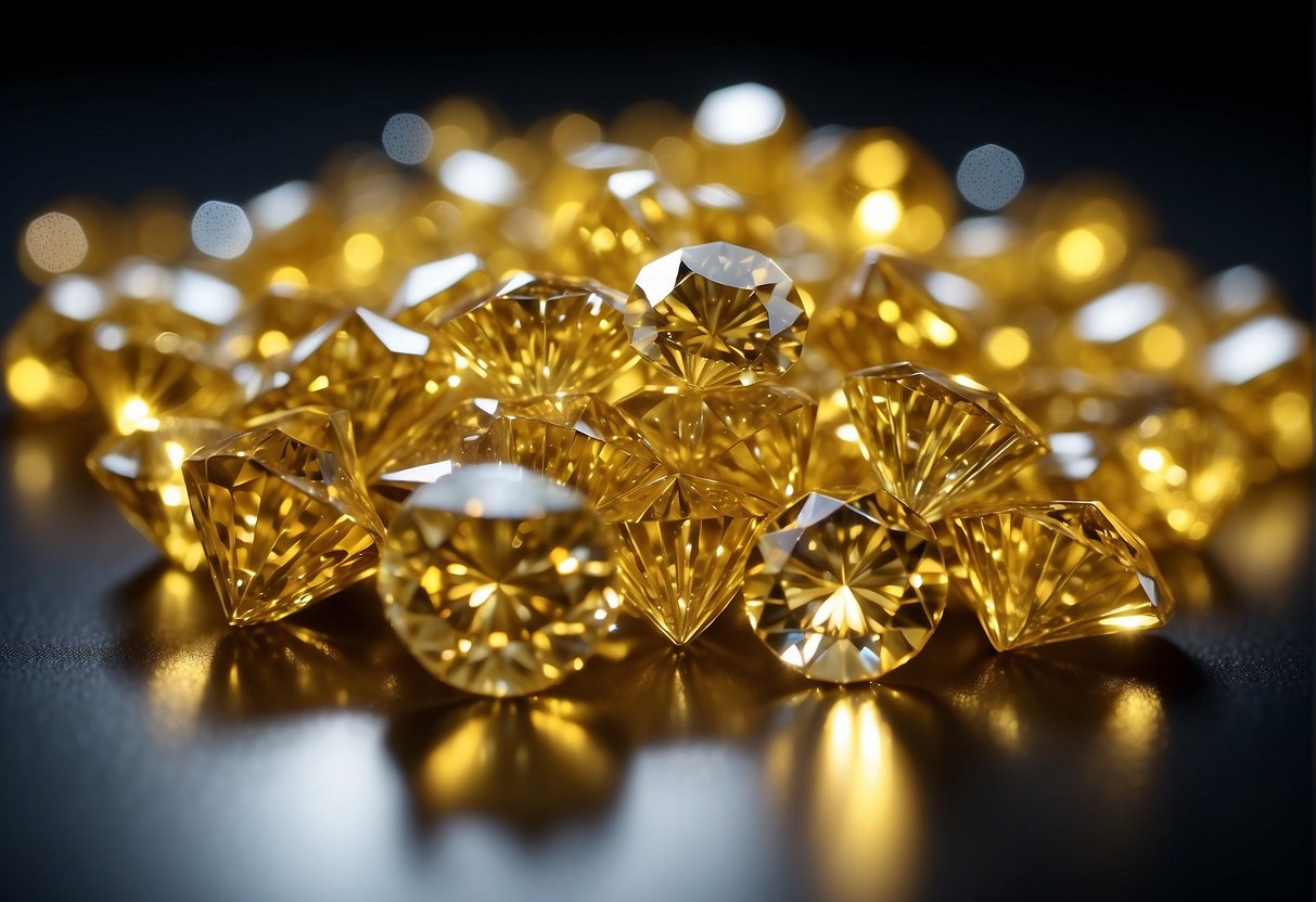 Collection of yellow lab grown diamonds.