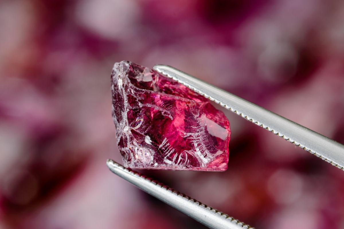 Garnet gemstone close up view