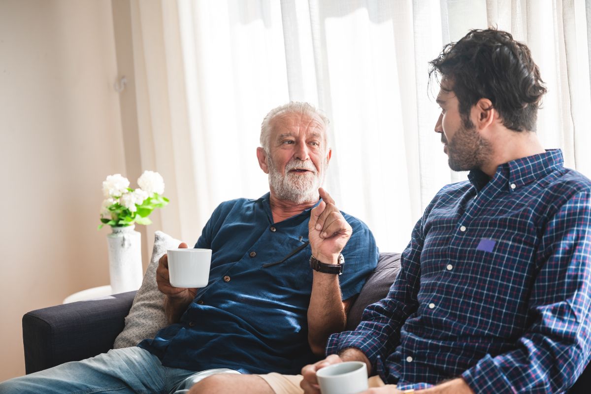 Girlfriend's father and boyfriend discussing about wedding proposal