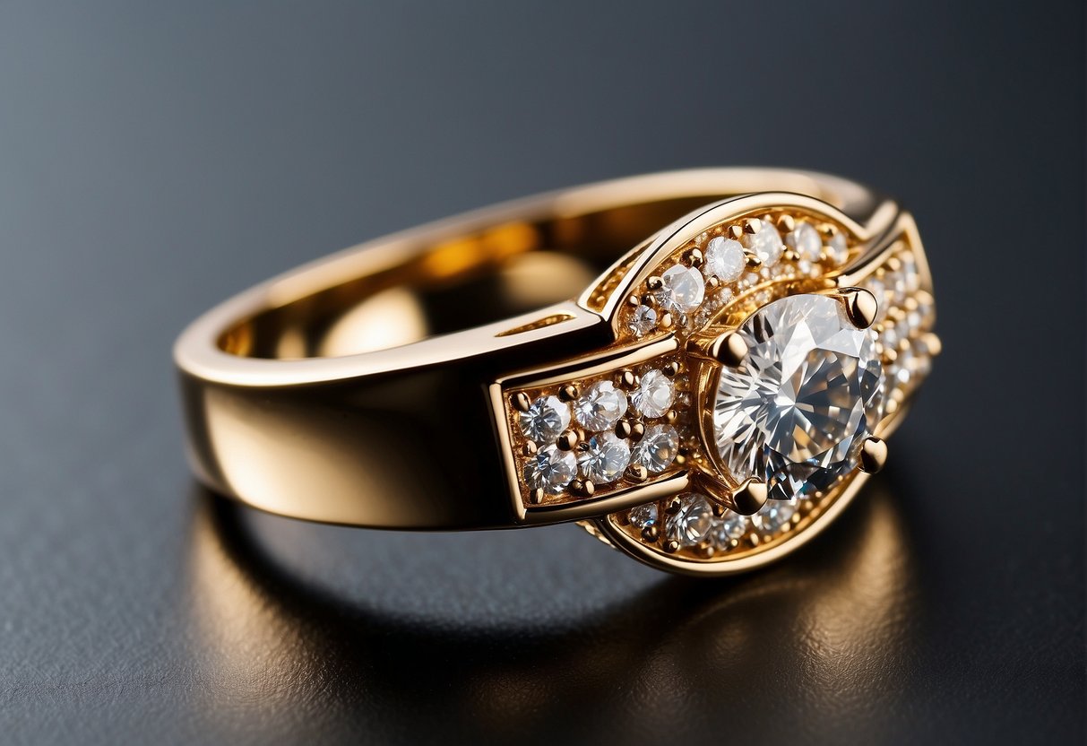 Gold metal used in H color diamond ring to increase its brilliance.