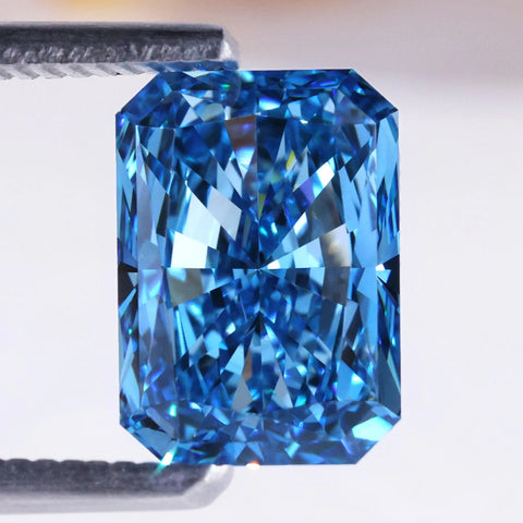 IGI Certified Fancy Vivid Blue 3.03 CT Radiant Cut Lab Grown Diamond for Engagement Ring