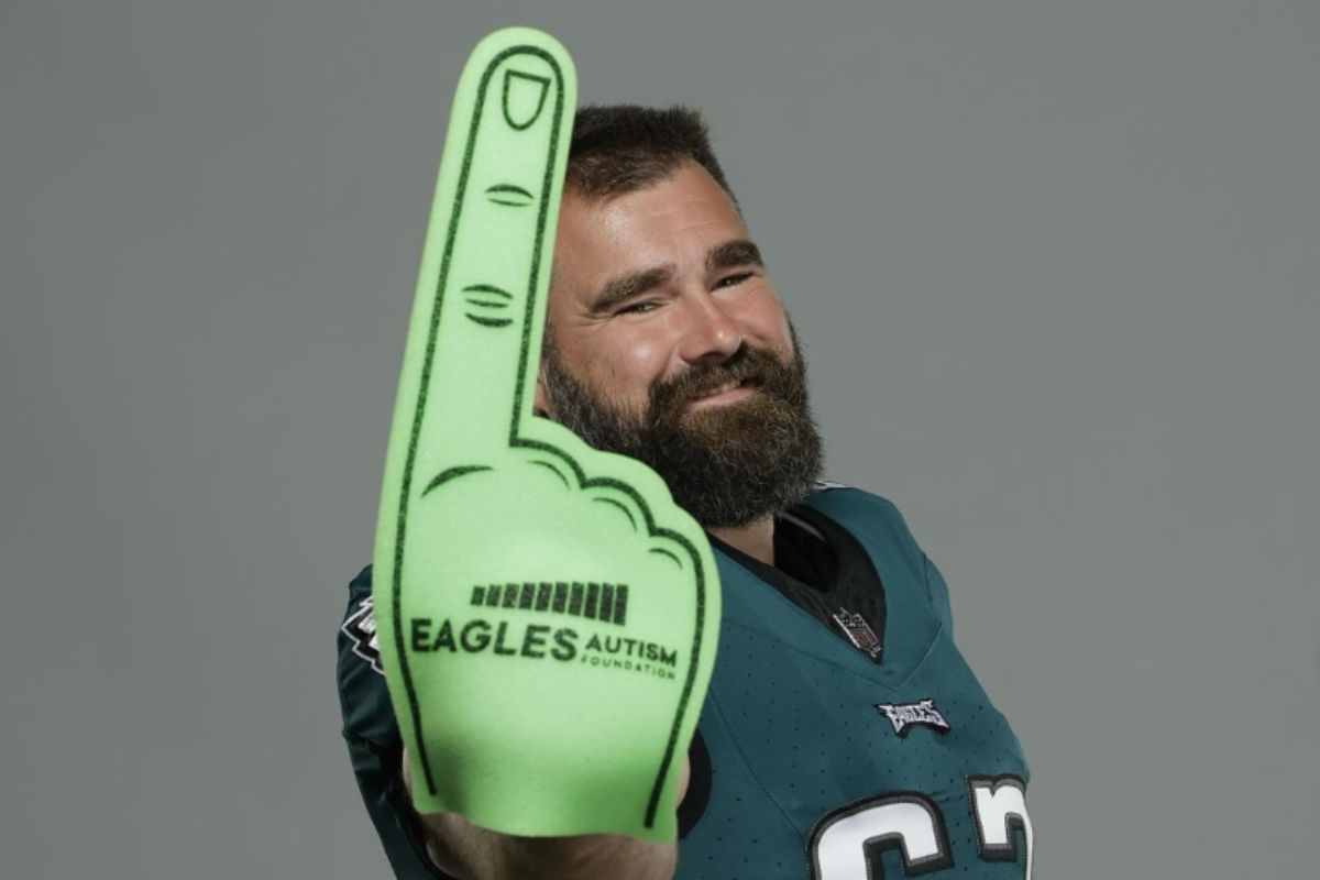 Jason kelce performing for the society at an awareness programme photoshoot