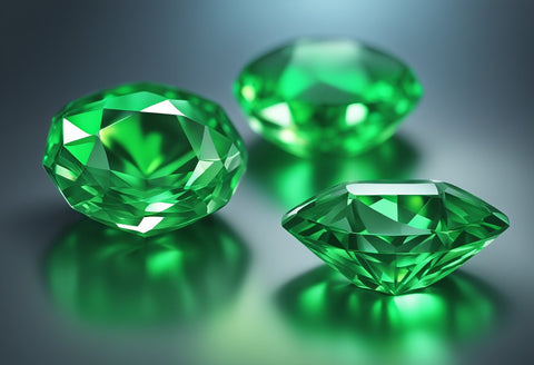 Lab Created Emerald Diamonds Close Up View