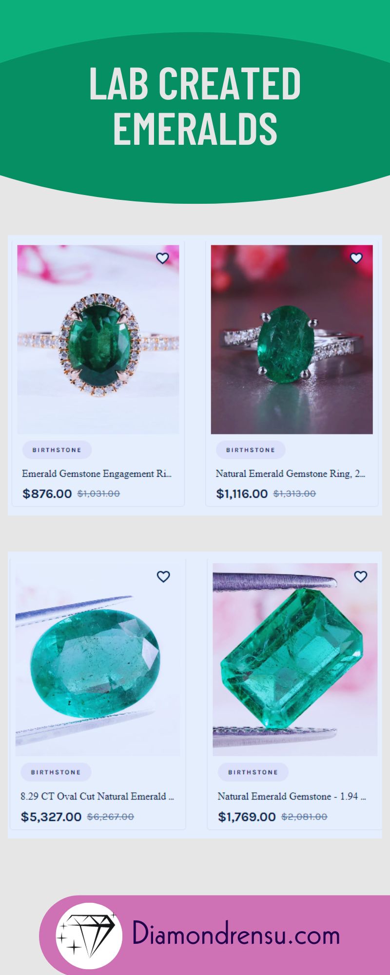 Lab created emerald diamonds for sale