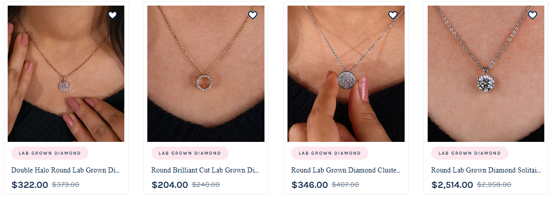 Lab grown diamond pendants for sale