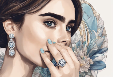 Lily Collin with her beautiful ring