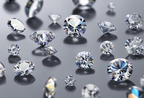 Moissanite diamonds in various shapes and sizes