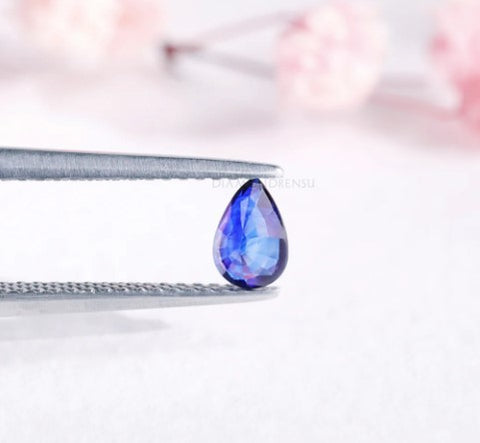 Natural Blue Sapphire Gemstone, 0.54 CT Pear Shape September Birthstone for Beautiful Gemstones Engagement Ring