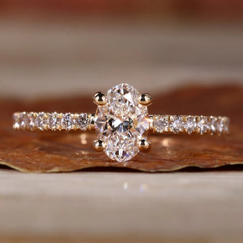 Oval Cut Lab Grown Diamond Pave Engagement Ring