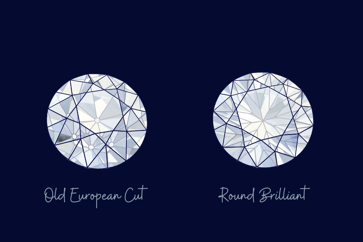 Old European cut diamond vs Round brilliants