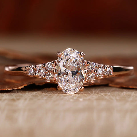 0.55 CT Oval Cut Lab Grown Diamond Muse Engagement Ring