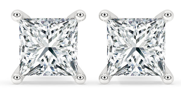 Princess Cut Lab Grown Diamond Stud Earrings