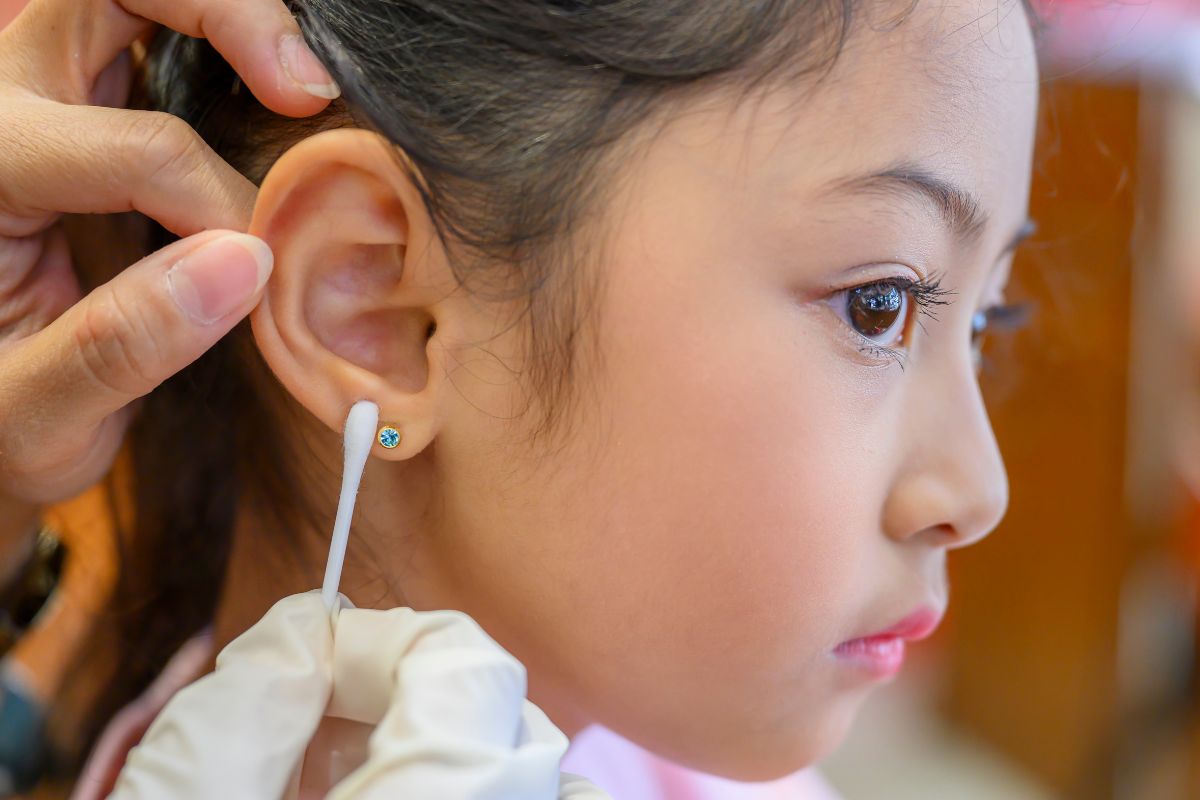 Proper cleaning of pierced ear