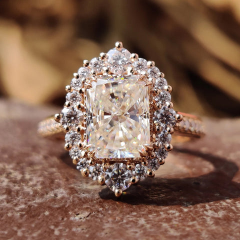 2.87 TCW Radiant Moissanite Antique Vintage Style Engagement Ring
