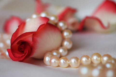 Rose flower and pearl jewelry