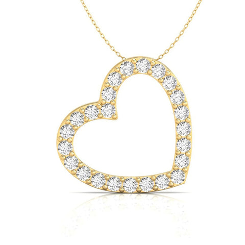 1.20 TCW Round Cut Moissanite Unique Heart Outline Wedding Pendant Necklace