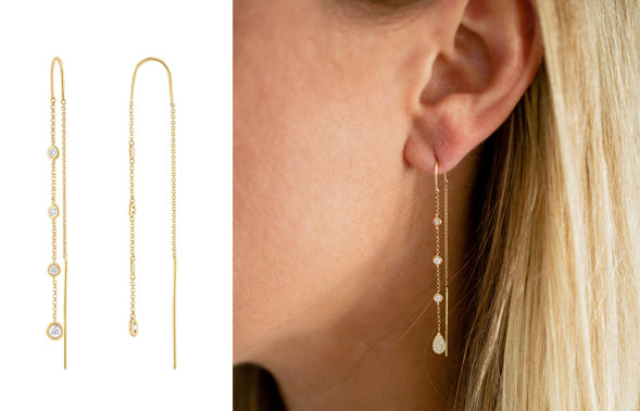 Threader diamond earrings