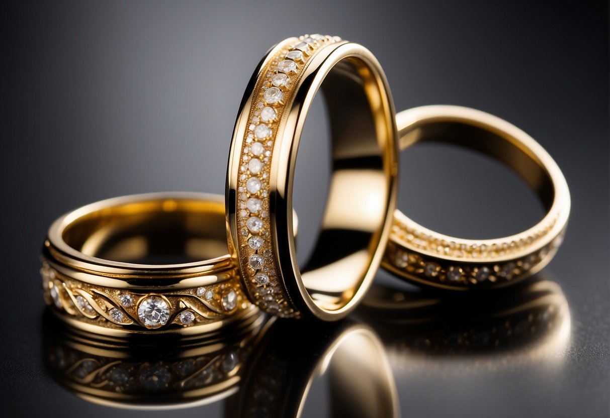 Three beautiful 10k gold diamond ring kept together.