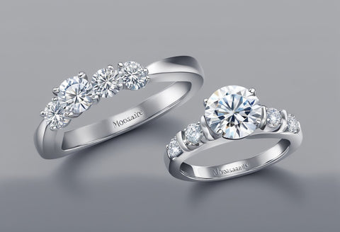 Two beautiful moissanite gemstone engagement rings