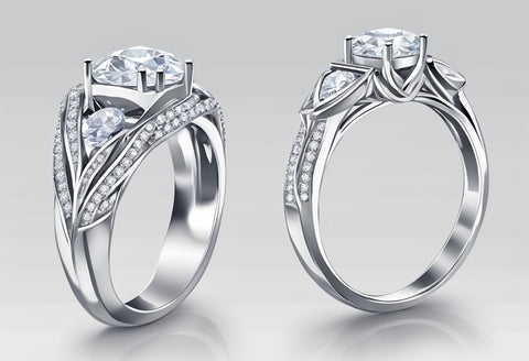 Two beautiful moissanite gemstone engagement rings designed perfectly