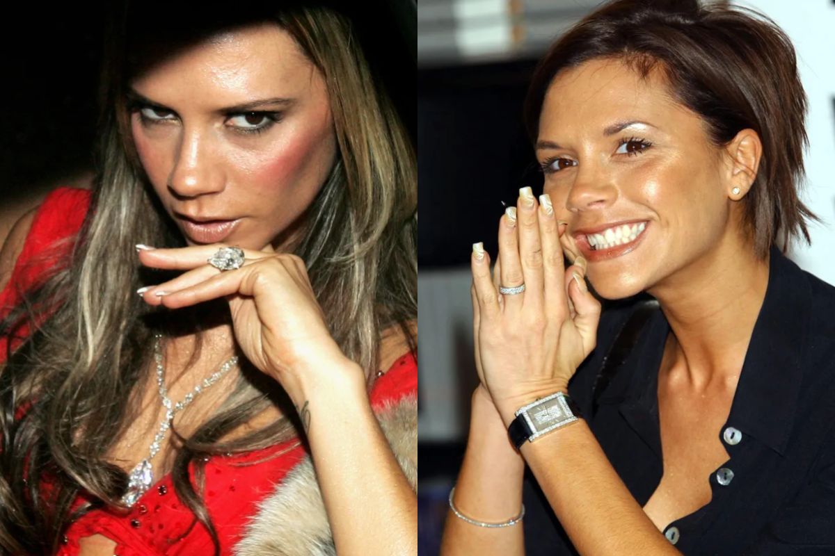 Victoria beckham's and her engagement rings.