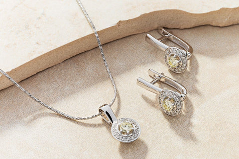 White Gold Ear Rings and Necklace