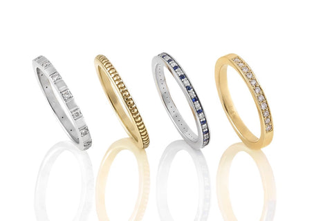 White gold rings and yellow gold rings