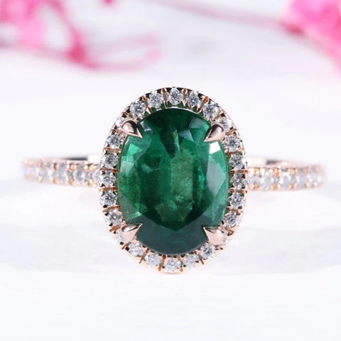 Oval Emerald and Peridot Engagement Ring - Aurelius Jewelry