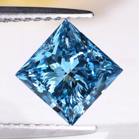 IGI Certified 1.51 CT Princess Cut Fancy Vivid Blue Lab Grown Diamond