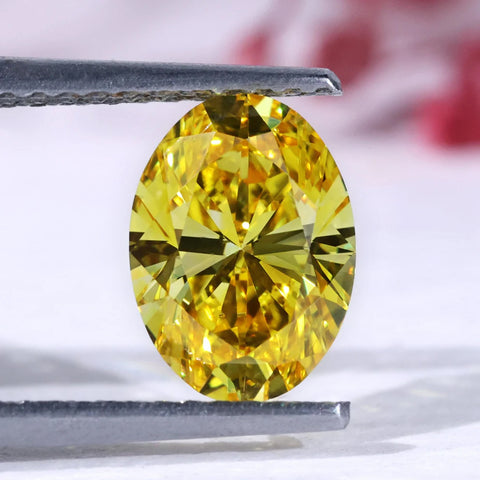 Rare 1.27 CT Fancy Yellow Oval Lab Grown Diamond, Loose Diamond for Engagement Ring